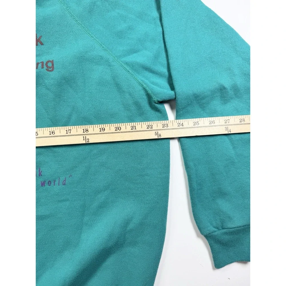 Vintage 80s Green Hanes Sweatshirt Bank Of Cushing USA MadeXL Crewneck Pullover‎